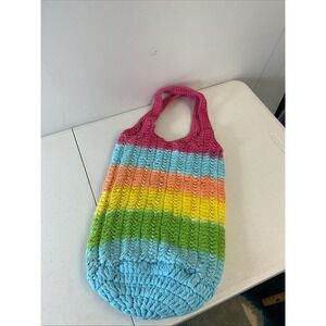 JW Anderson Rainbow Woven crochet Knit Tote‎ Bag Shoulder Bag Shopper colorful